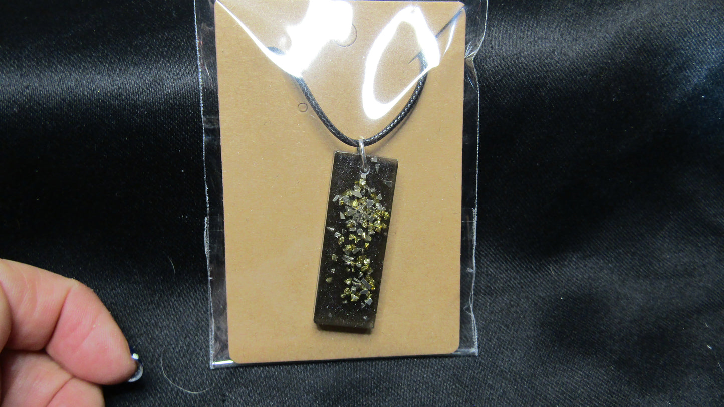 Black/Gold Rectangle Necklace