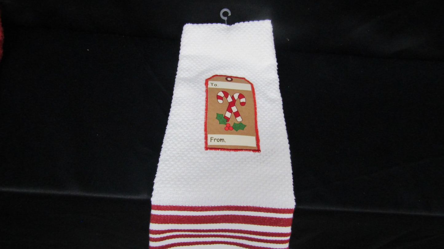 White Towel with Candy Canes