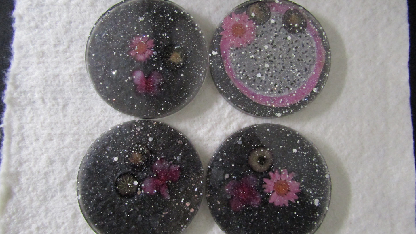 Black with Pink Flowers