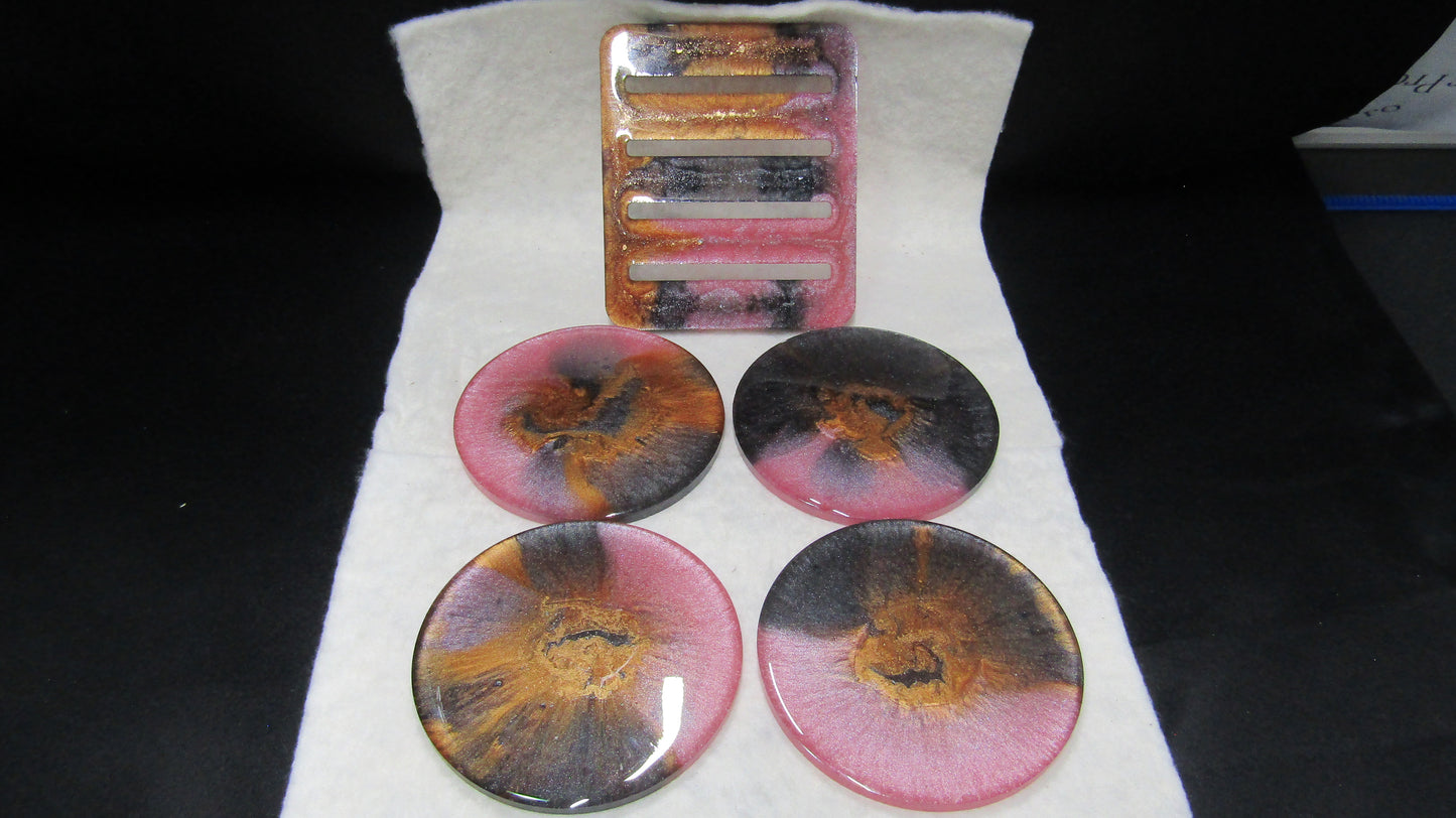 Resin Coaster Set with Holder