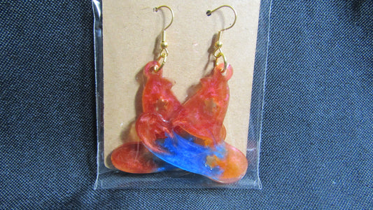 Orange Blue Hat Earrings