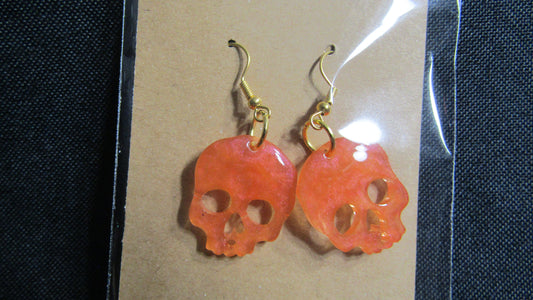 Orange Skull Earrings