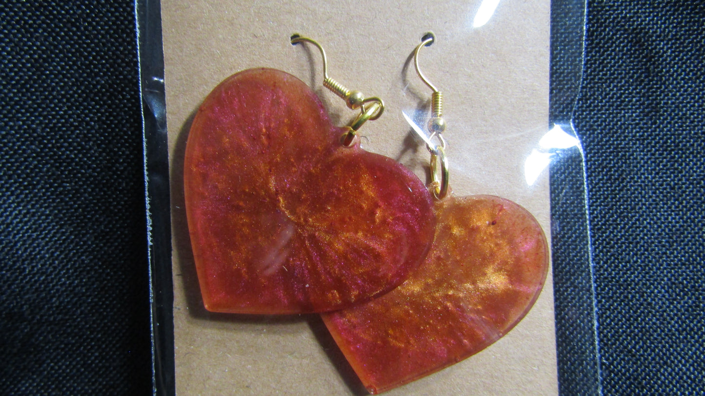 Orange Heart Earrings