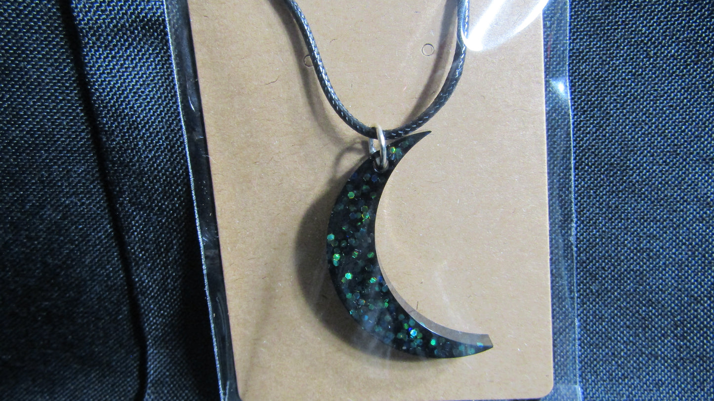 Green Sparkle Moon Necklace