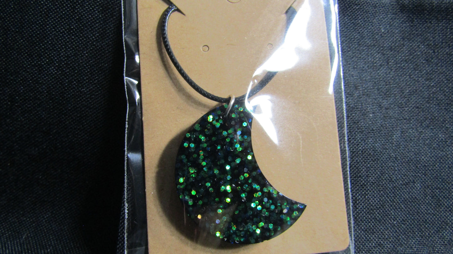 Green Sparkle Moon Necklace