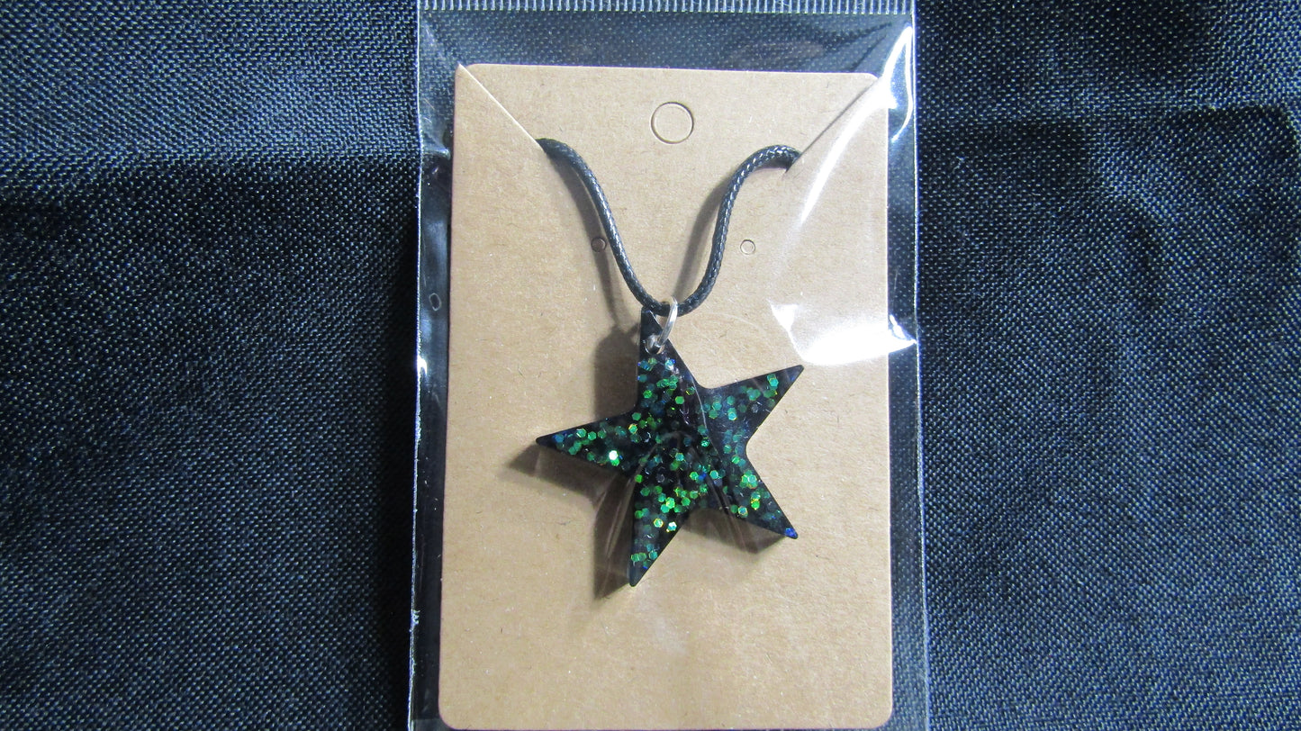 Green Sparkle Star Necklace