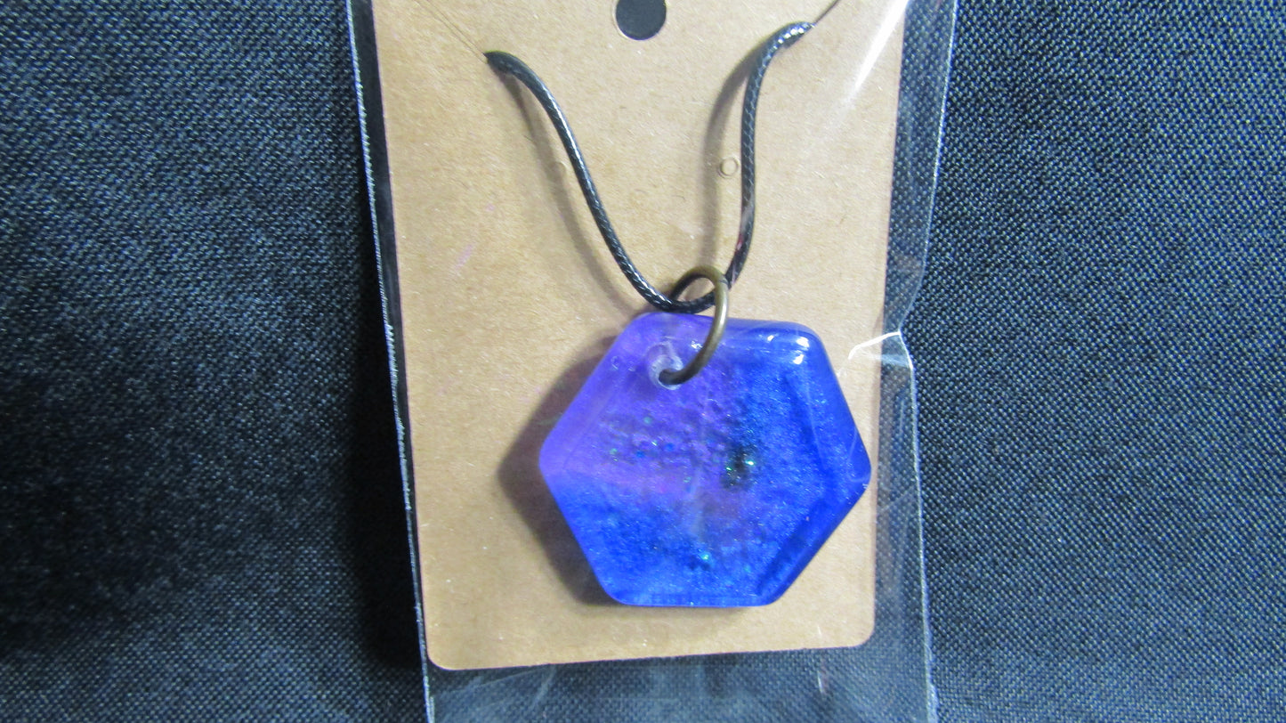 Blue/Purple Hexagon Necklace