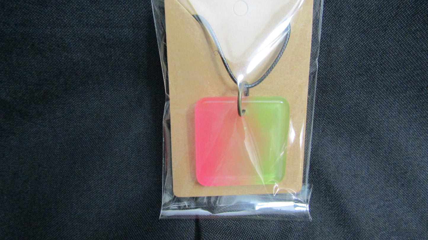 Pink & Green Square Necklace