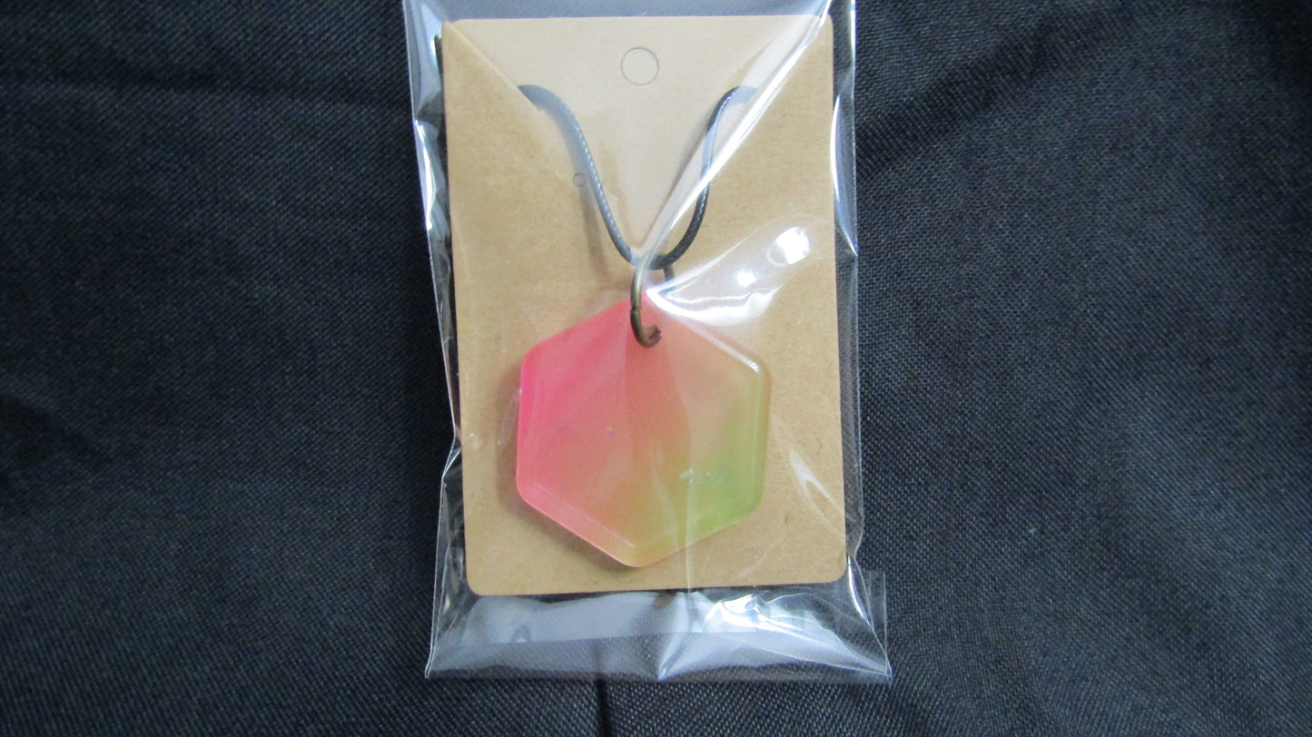 Pink & Green Hexagon Necklace