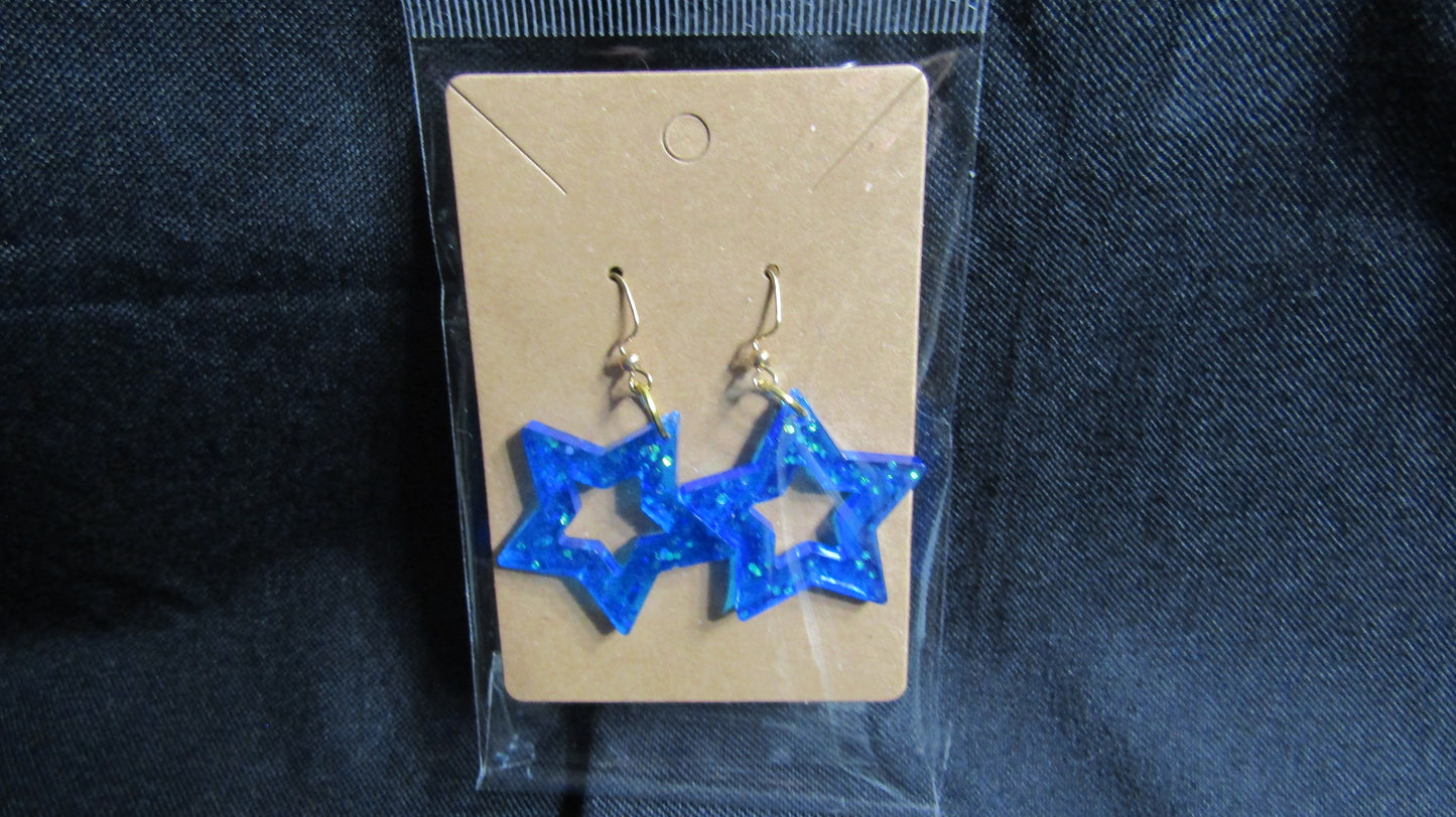 Blue Sparkle Star Earrings