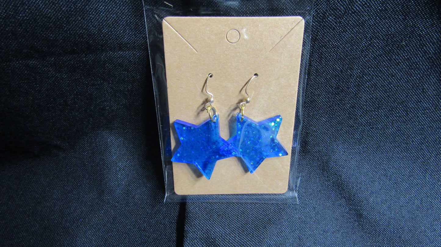 Blue Sparkle Star Earrings