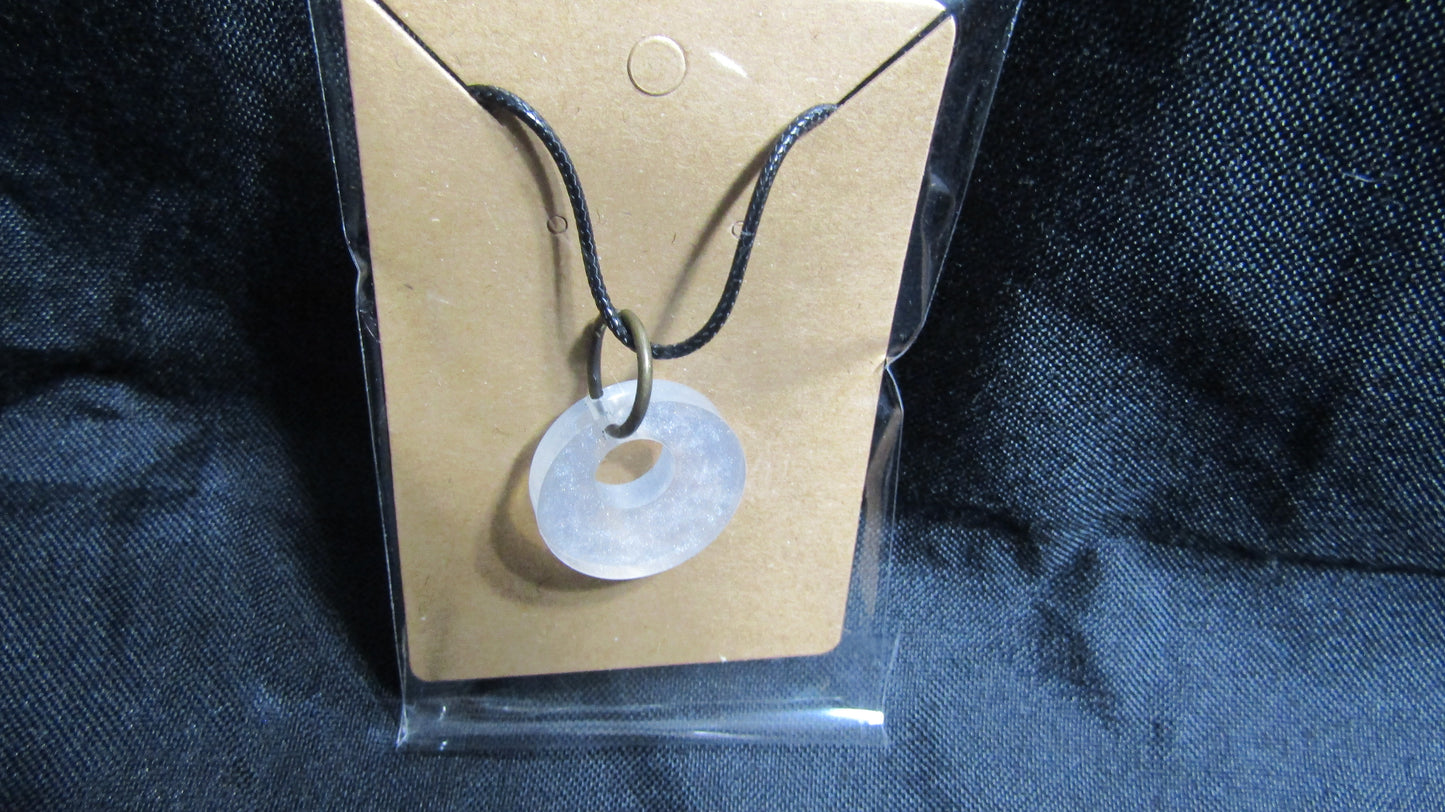 White Open Hole Round Necklace