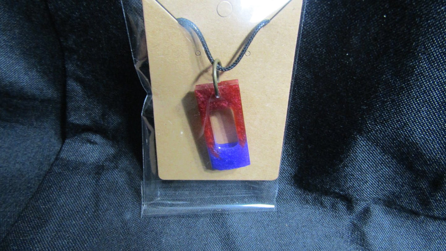 Red & Purple Open Rectangle Necklace