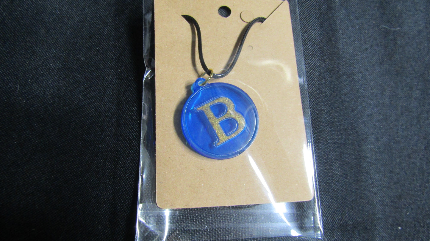 Blue Gold Letter B Necklace