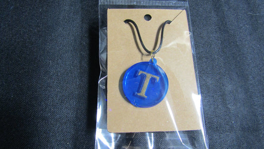 Blue Gold Letter T Necklace