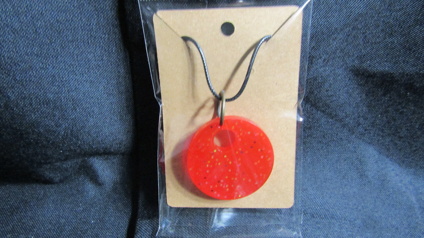 Large Red Sparkle Round Necklace