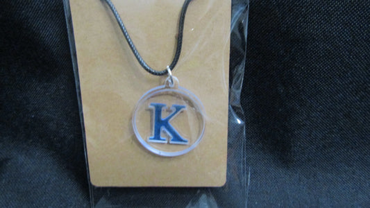 Blue Letter K Necklace