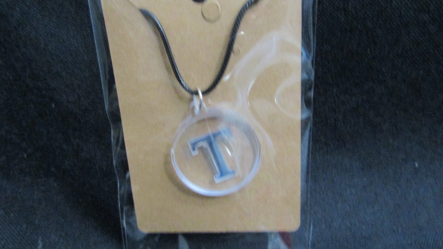 Blue Letter T Necklace