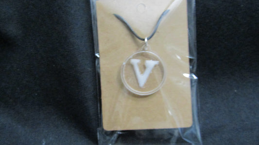 White Letter V Necklace