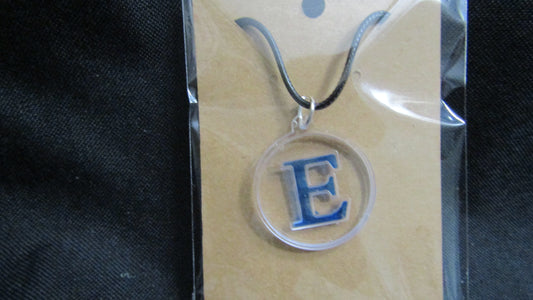 Blue Letter E Necklace