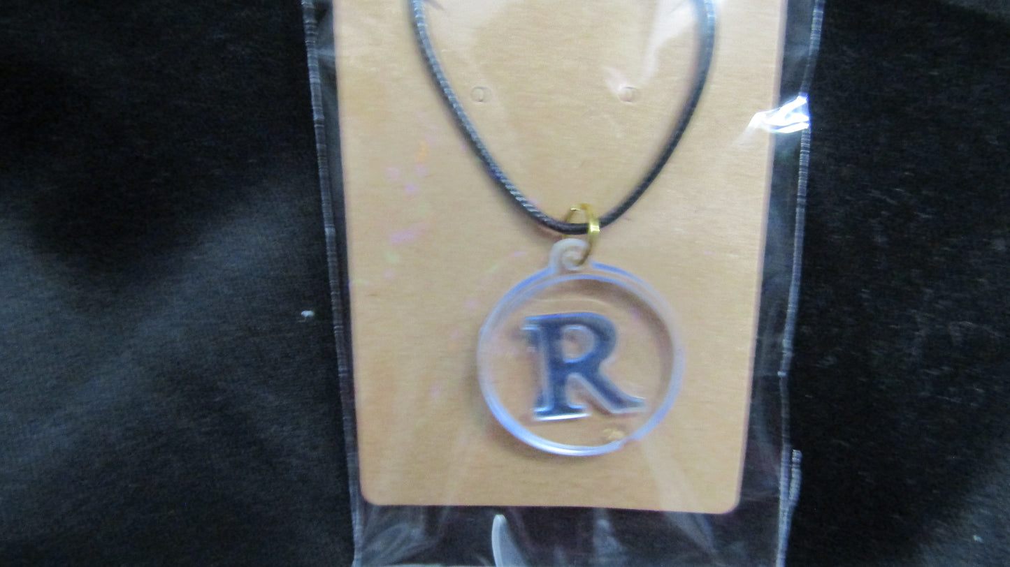 Blue R Necklace