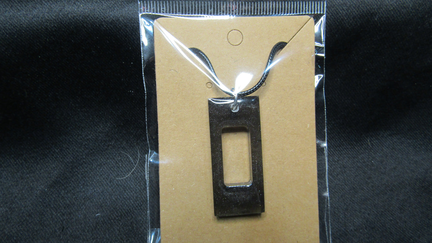 Black Open Rectangle Necklace