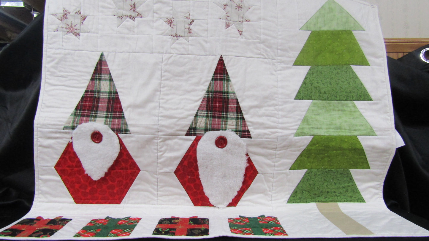 Quilted Gnome Christmas Tree and Presents