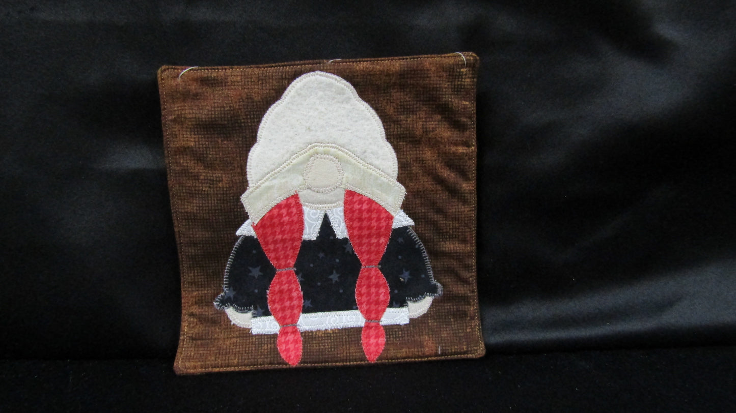 Appliqued Gnome Mrs. Pilgrim